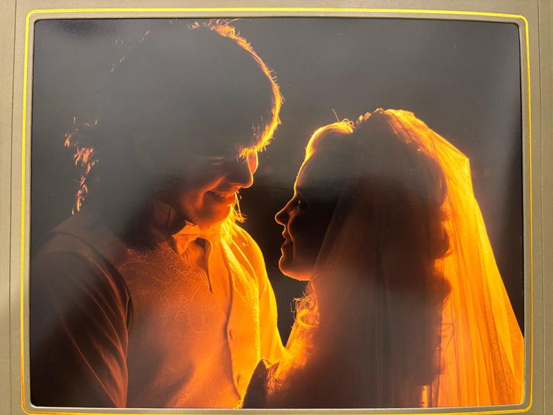 Romantic photo of Adam and Christine