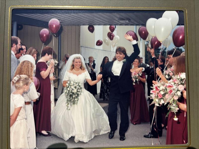Coming out of church celebrating